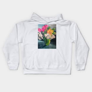 Vase of multicoloured roses in watercolour Kids Hoodie